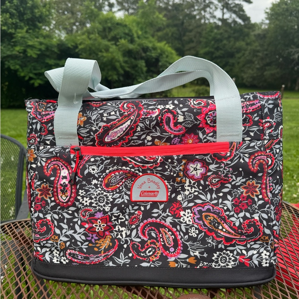 Vera Bradley / Coleman Outlander soft cooler tote bag in Eden paisley gray.